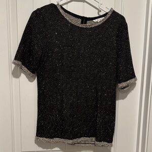 CAbi Black and Silver Short Sleeve Top